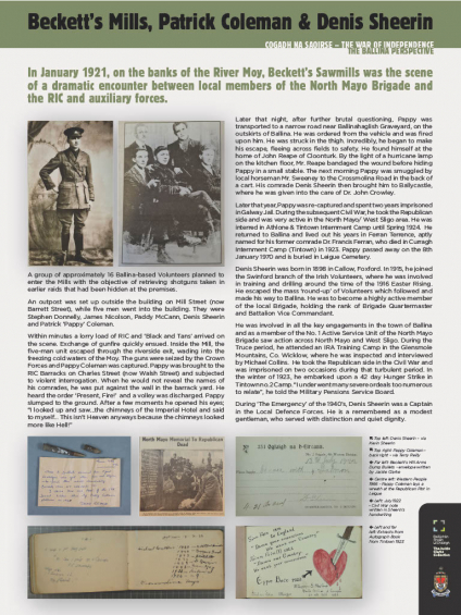 Denis Sheerin, Pappy Coleman, and Beckett's Mills